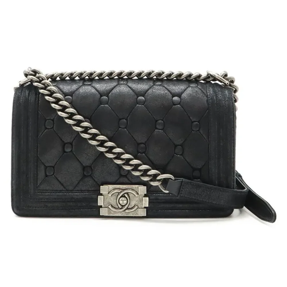 Chanel Boy Matelasse Suede Leather Chain Bag